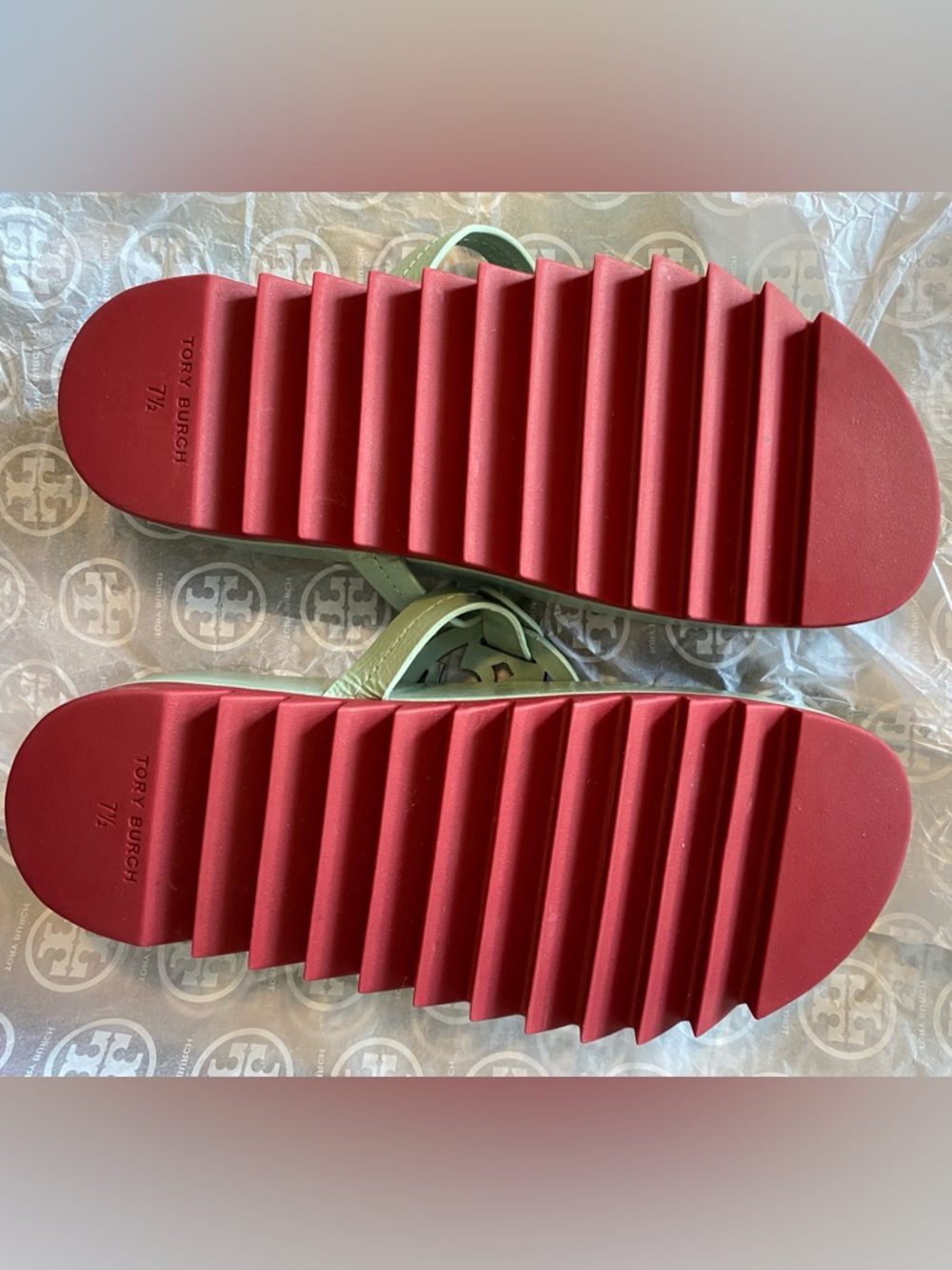Tory Burch Miller Cloud Sandals – Sea Wind/Red (7.5 - Picture 4 of 9